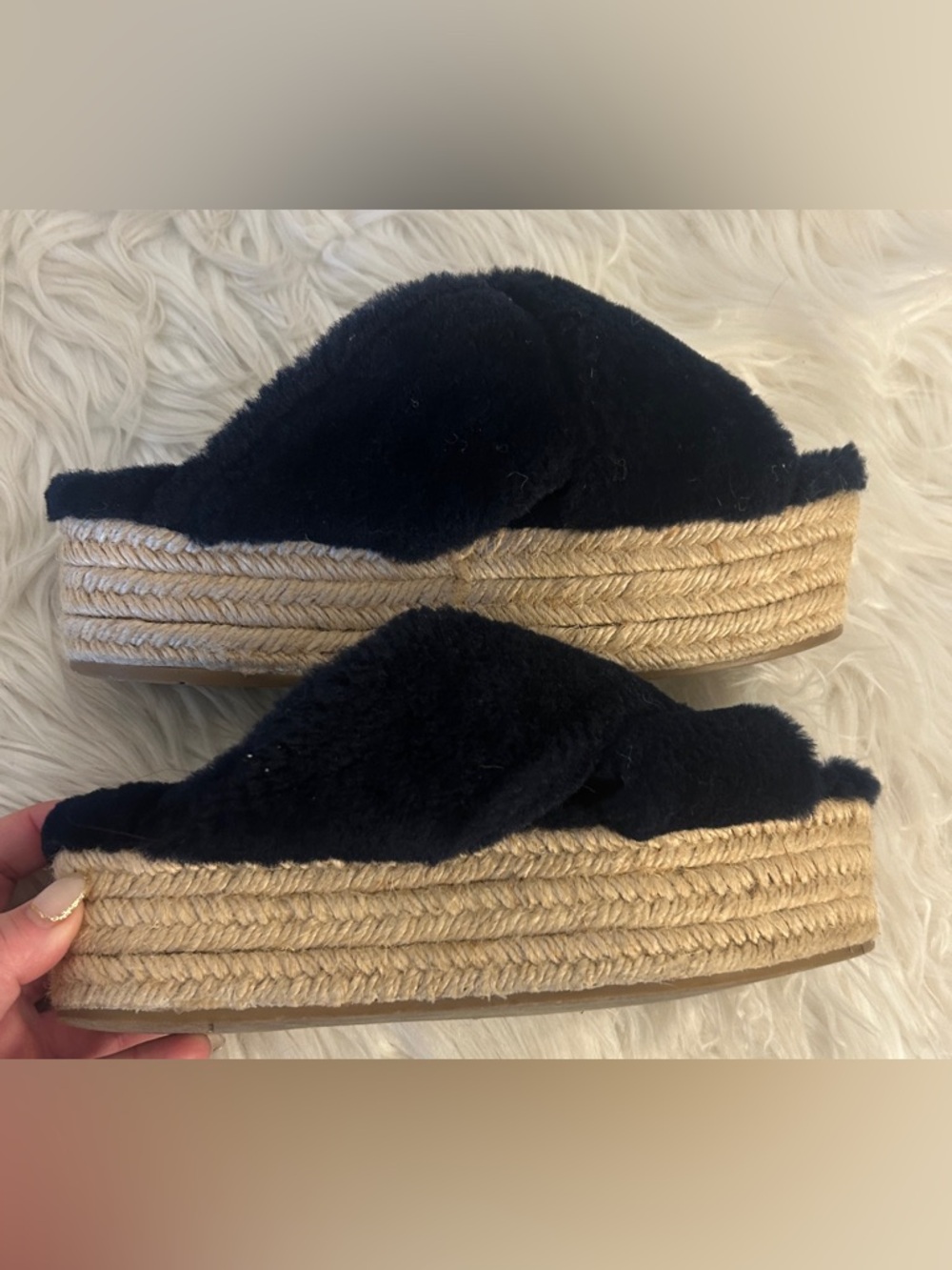 MIu Miu Sandals Platform Fur Raffia